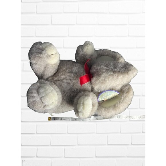 Vintage 90's Gray Elephant Plush With Red Bow Cozy Soft Stuffed Animal - Picture 8 of 9